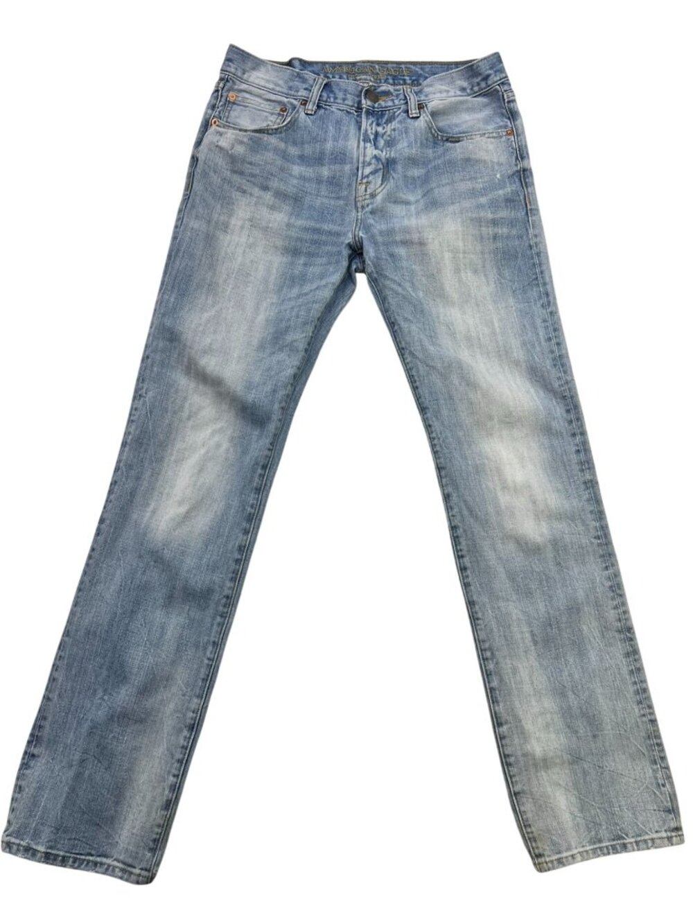 American Eagle Men's Straight Leg Jeans Stretch Denim Size 31x34 Blue Light Wash